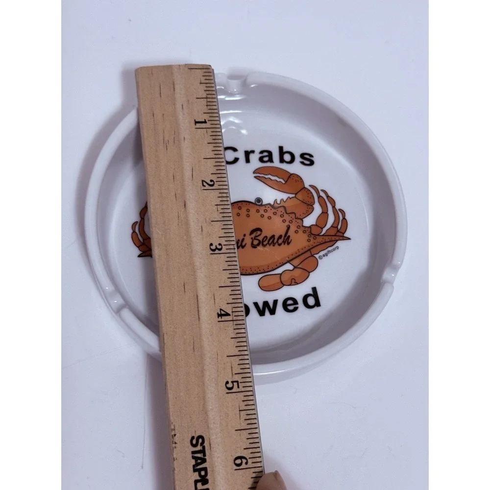 Vintage‎ Miami Beach Ashtray No Crabs Allowed Funny Beach Bar Decor Souvenir